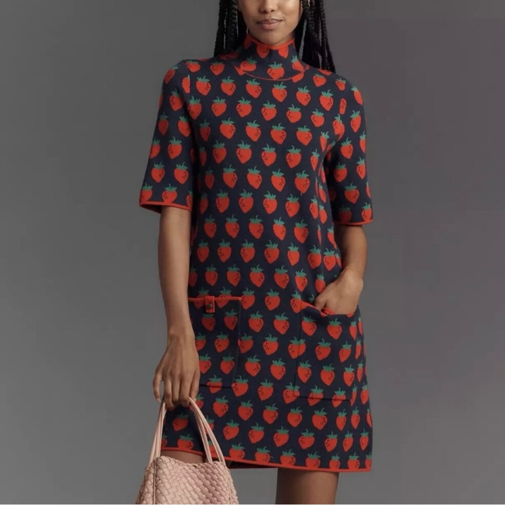 Strawberry Print Dress - Maeve Anthropologie Annalise NWT XSP